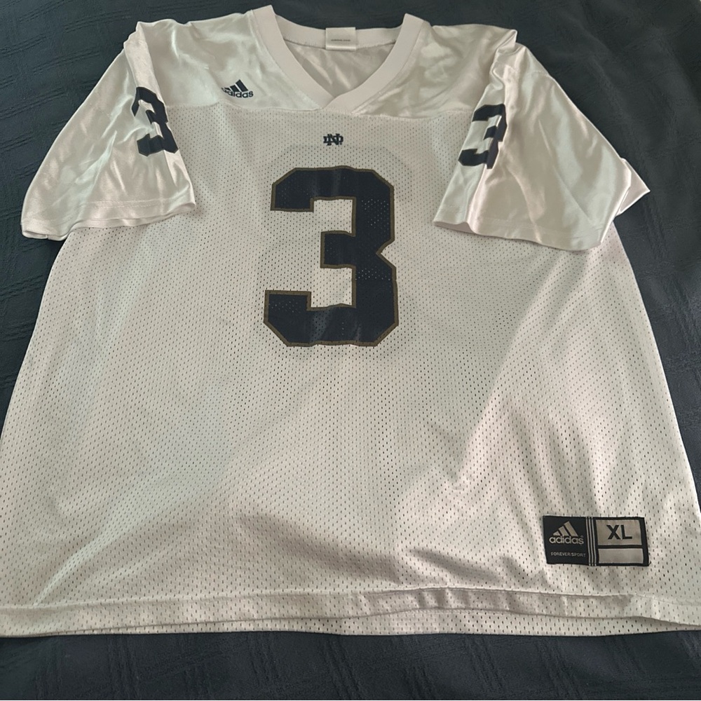 Adidas Notre Dame Men's XL #3 White Jersey Shirt